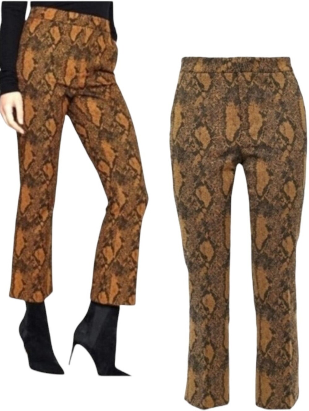Joie Womens Marcena B Snake Print Jacquard Cropped Trouser Pants 8